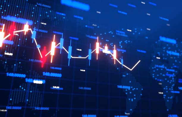 istock Graphics business background with digitally animated financial line and graphs running. Representation of rates and stock market board. 4K 1467430920