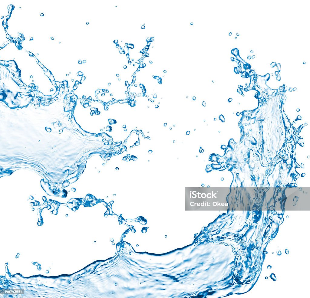 water splash blue color water splash on white background Blue Stock Photo