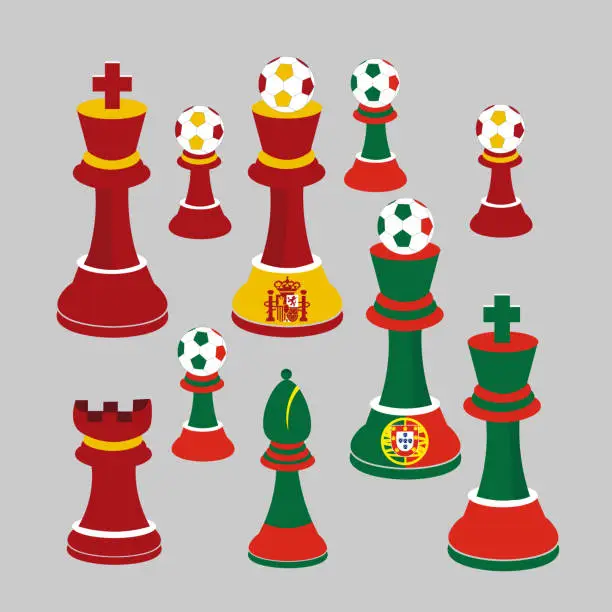Vector illustration of Portugal versus Spain