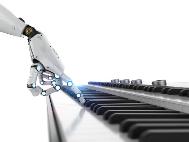 istock Ai music composer or generator with robot play piano 1467446696