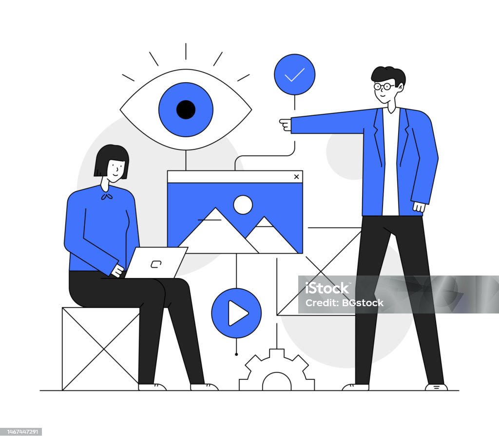 Visualization Process Line Style Vector Illustration Design Stock ...