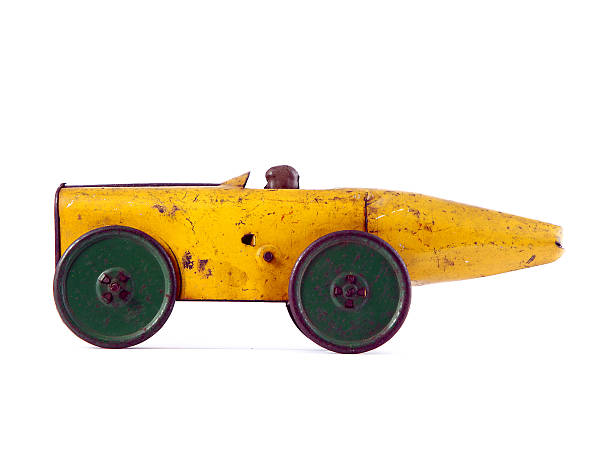 istock Yellow Wind-Up Tin Toy Race Car 146744854