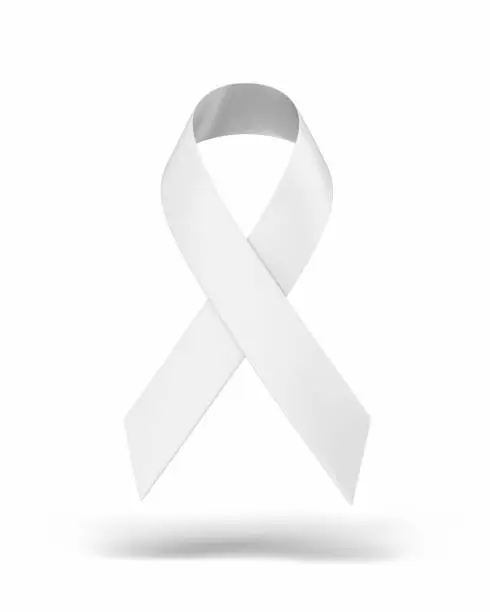 Photo of Awareness White Ribbon Folded, Object + Shadow Clipping Path