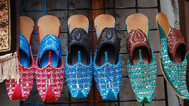 Indian shoes for sale stock photo