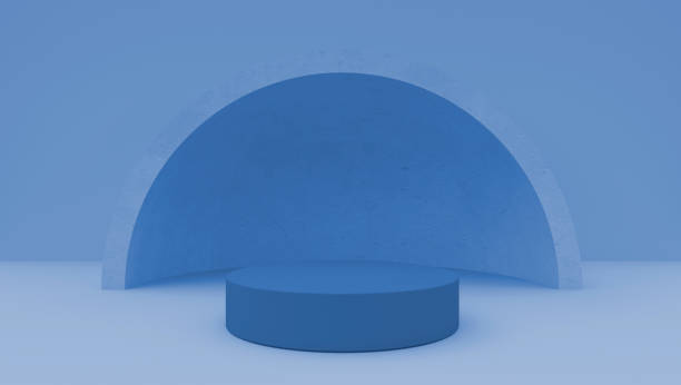 istock 3D mock-up of a green podium with a hemisphere or an arch on a light blue background. Bright abstract background 1467458082