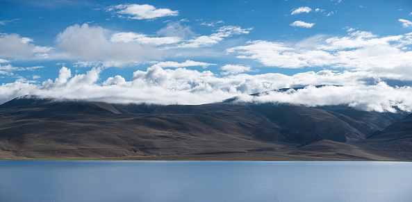 cloud above mountain range in Tso moriri, Lah, Ladakh, India.