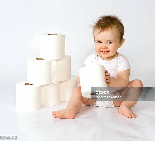 Baby With Toilet Paper Stock Photo - Download Image Now - Baby - Human Age, Cheerful, Child