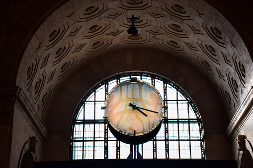 October 30, 2022 - Toronto Ontario, Canada: Clock at Union Station historic bulding