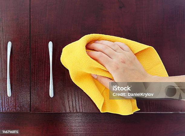 Polishing Kitchen Closet Stock Photo - Download Image Now - Adult, Brown, Brown Paper