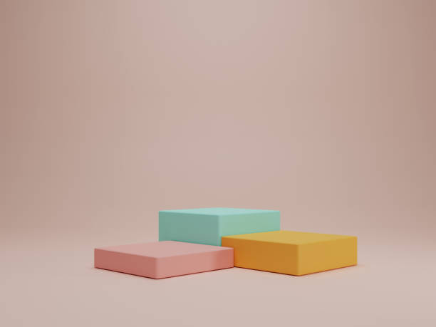 istock 3D rendering colourful pastel colour minimal rectangular pedestal or podium for product showcase display on empty background. 3D mockup illustration 1467470539