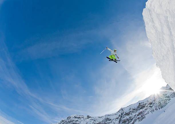 Skier jump stock photo