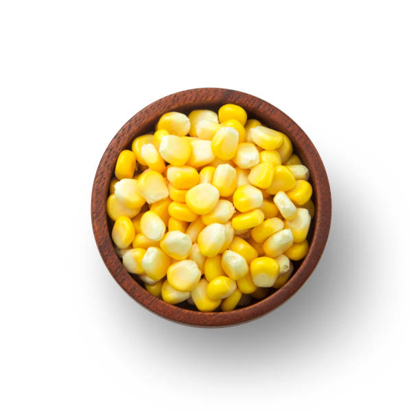 istock Sweet corn in wooden bowl isolated. 1467480990