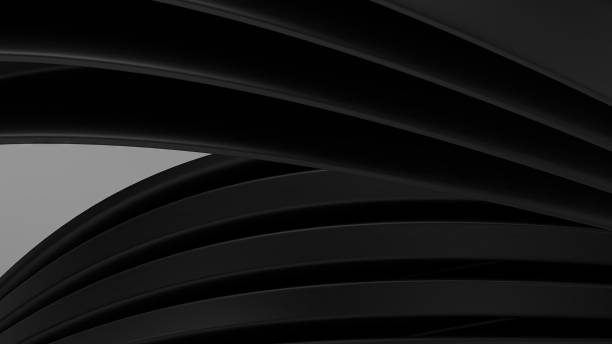 istock Black organic curve combination Abstract, dramatic, modern, luxury, high-end 3D rendering graphic design element background material 1467481161