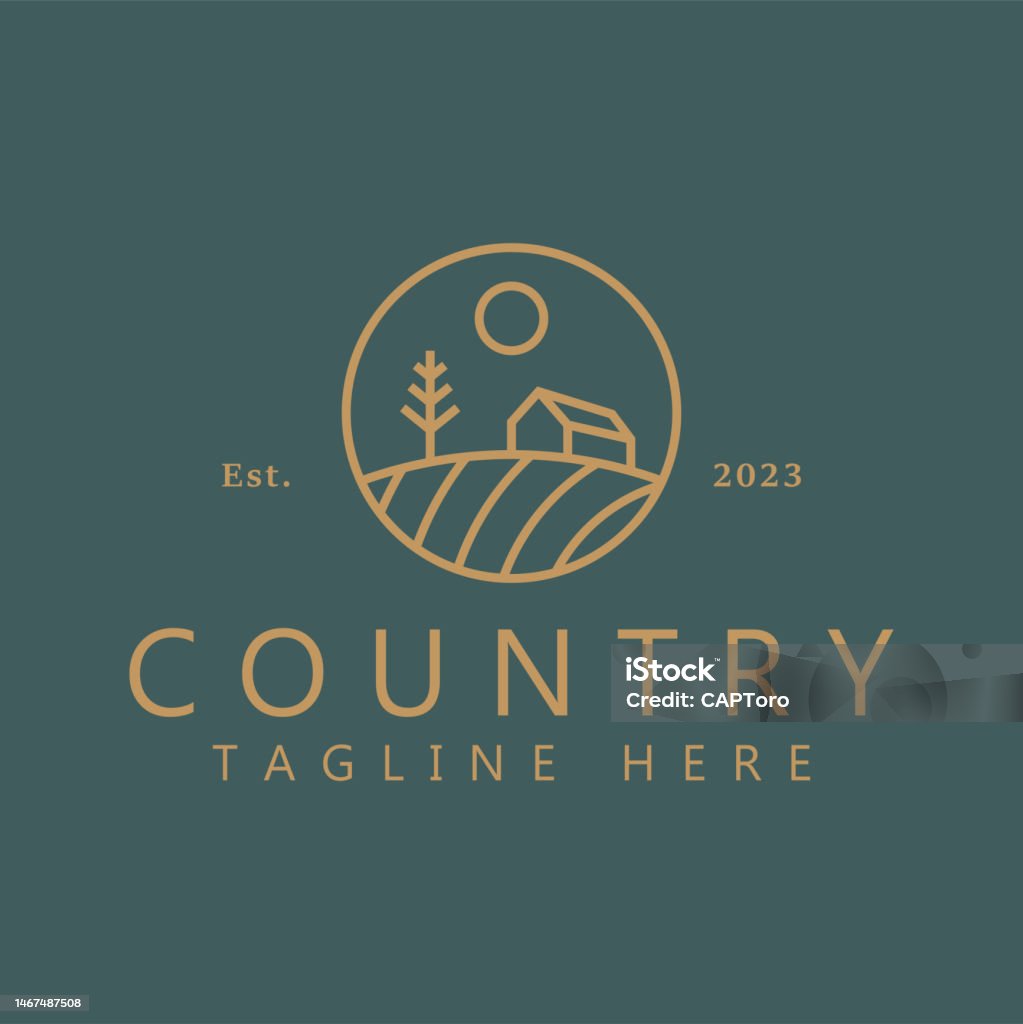 Countryside Circle Vector Creative Logo Badge Countryside View Landscape At Circle Shape Stock ...