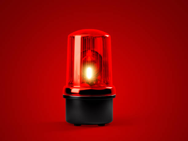 istock Red siren emergency warning light with black base that are currently on with red background looks exciting 3d render illustration with clipping path 1467490755