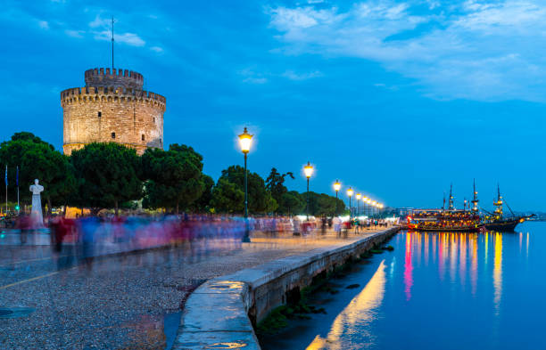 The White Tower of Thessaloniki, Greece stock photo