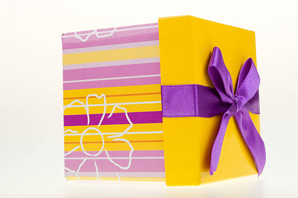 Yellow Gift box stock photo