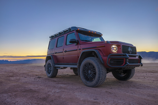 December 28, 2022 - Las Vegas, United States: A 2022 model year Mercedes-Benz AMG G63 4x4 Squared in the Las Vegas Desert.