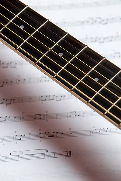 istock Abstract fretboard and sheet music 146750506