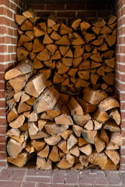 istock wood for a fireplace in a brick storage 1467507201