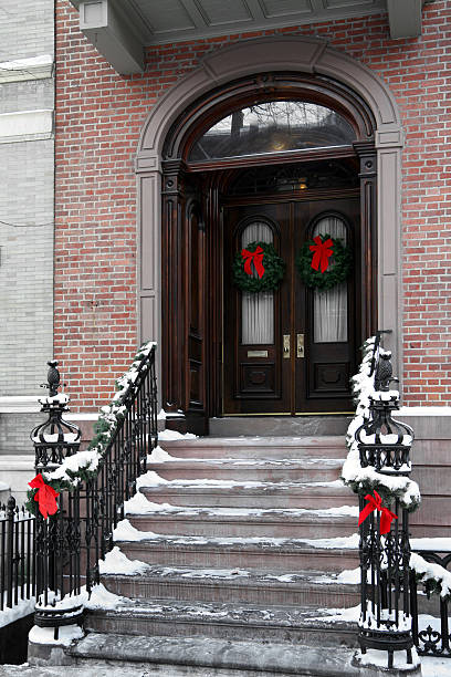 istock Steps with Christmas wreaths 146750879