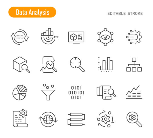 Data Analysis Icons - Line Series - Editable Stroke vector art illustration