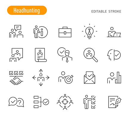 Headhunting Icons - Line Series - Editable Stroke