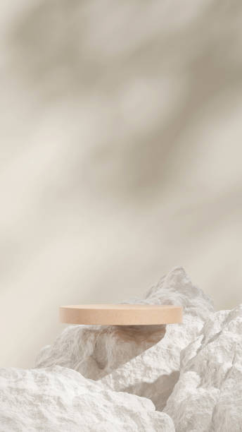 istock white rocks and beige wall 3D render image mockup space brown nature terrazzo podium in portrait 1467512352