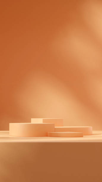 istock 3D render image template mockup yellow stacked podium in portrait yellow wall and floor 1467513246