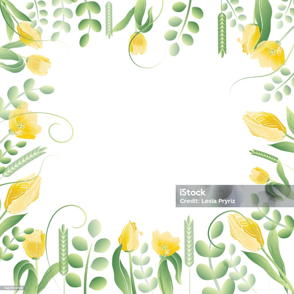 Spring Delicate Frame Spring Delicate Tulips And Grass Decor For Greetings Frames Invitations ...