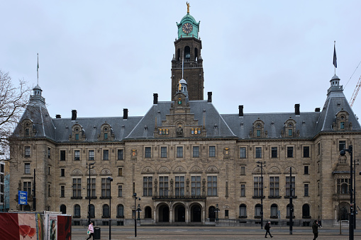 Rotterdam, Netherlands - February 11, 2023: City hall of Rotterdam