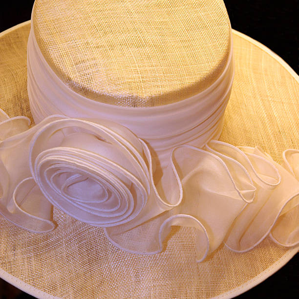 cream wedding hat stock photo