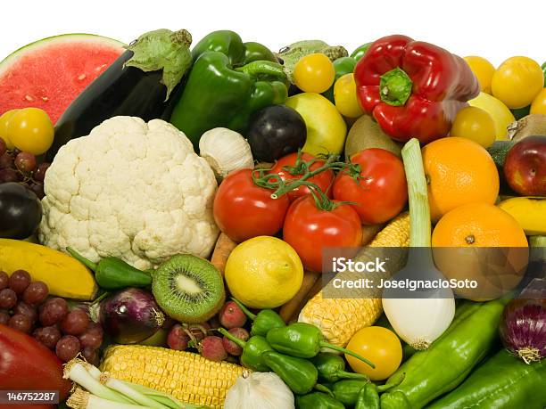 Frutas Y Verduras Foto de stock y más banco de imágenes de Agricultura - Agricultura, Ajo, Alimento