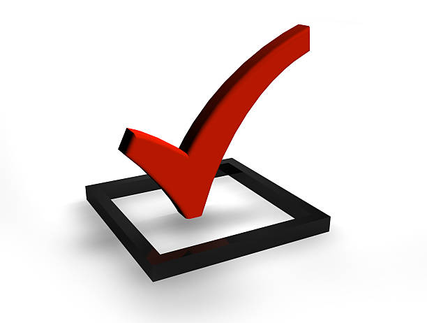 istock 3D large red tick in a black box 146752370