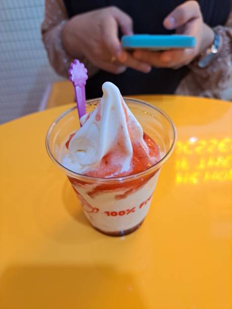 Strawberry Vanilla Ice Cream stock photo