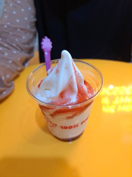 Strawberry Vanilla Ice Cream stock photo