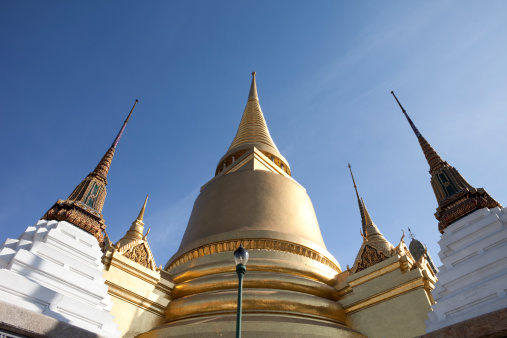 Golden Stupas and Chedis at Phra Sri Ratana, Grand Palace, Bangkok, Thailand