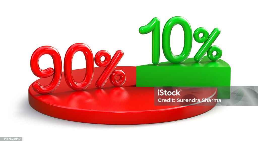 90 Chart Multion 10 90 Pie Chart Isolated On White Background 3d Illustration Stock ...