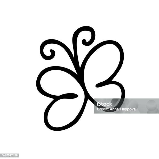 Line Trend Sticker One Continuous Line Butterfly Doodle Drawing Beautiful Flying Moth For ...
