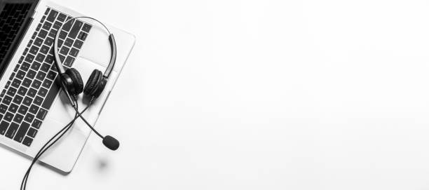 istock Headset and customer support equipment at call center ready for actively service , Communication support, call center and customer service help desk.for (call center) concept . 1467530579