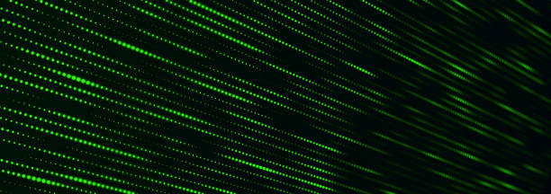 istock Abstract matrix. Gradient halftone. Many green dots of different sizes on dark background. 3d 1467533768