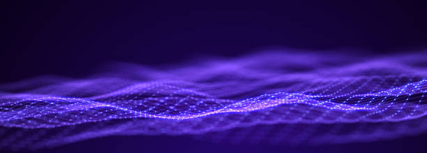 istock Beautiful curved wave on a dark background. Digital technology background. Concept of network. 3D 1467534341