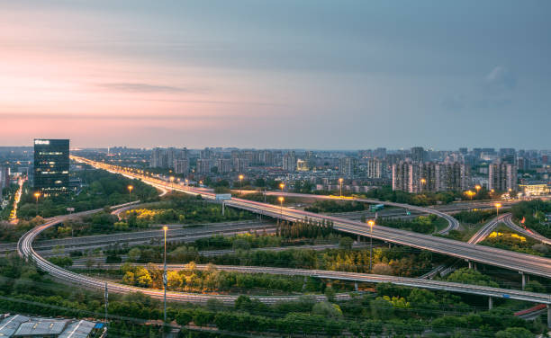 istock Urban expressway under blue sky and white clouds 1467534546