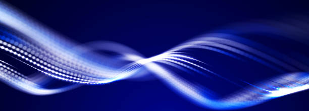 istock Beautiful curved wave on a dark background. Digital technology background. Concept of network. 3D 1467535451