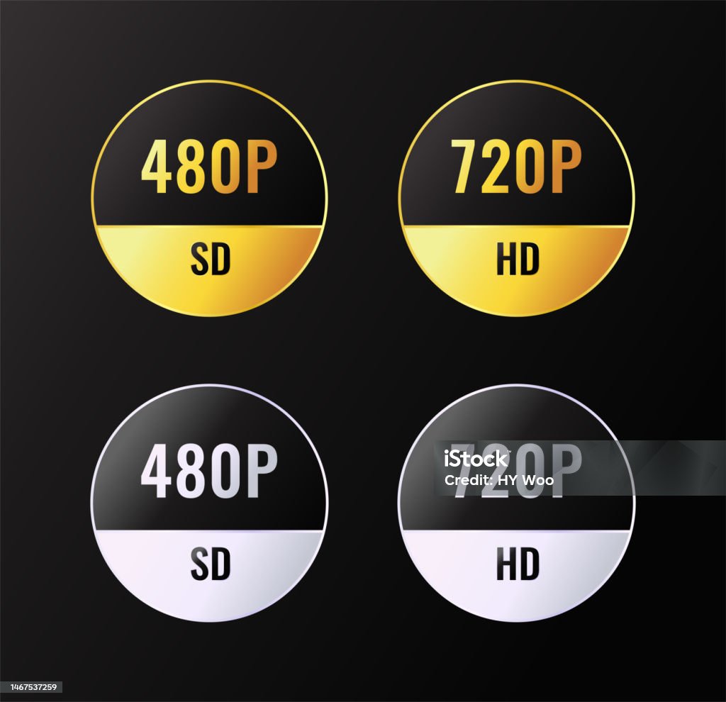Video Resolution Logos Set Of Video Resolution Badge Labels In Clean Minimal Style Gradient ...