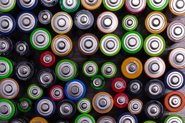 istock Used different batteries. Close-up. View from above. Waste sorting concept. Ecology. 1467537760