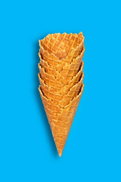 istock Lot Ice cream cones isolated on blue background. Food. 1467537802
