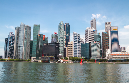 Singapore's famous view of marina bay district and cityscape financial building and hotel in capital is a popular tourist attraction in the Marina District of Singapore.