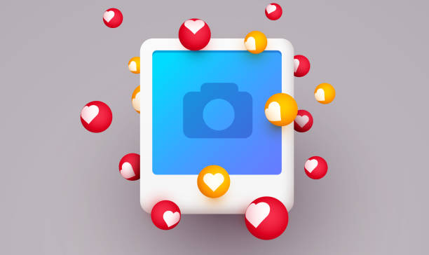 istock Social media photo frame with hearts. Likes and followers concept. 1467539429