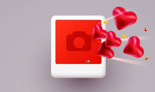 istock Social media photo frame with hearts. Likes and followers concept. 1467539452